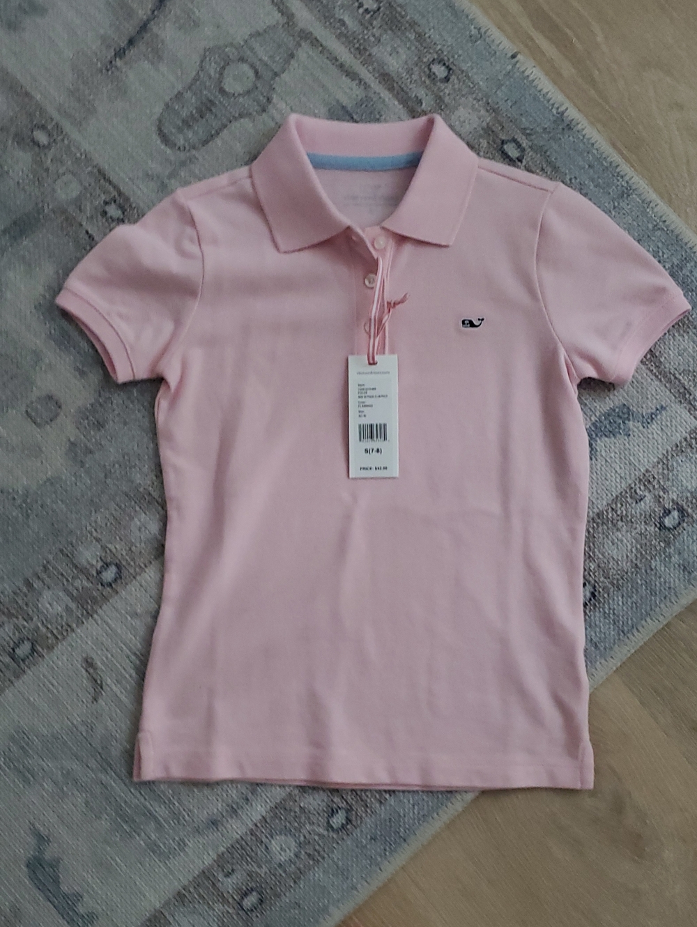 NWT Vineyard Vines Girls Flamingo Pink Short Sleeve Polo Shirt SzS (7-8)